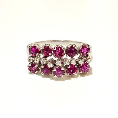 Antique 18ct White Gold Ruby and Diamond Ring
