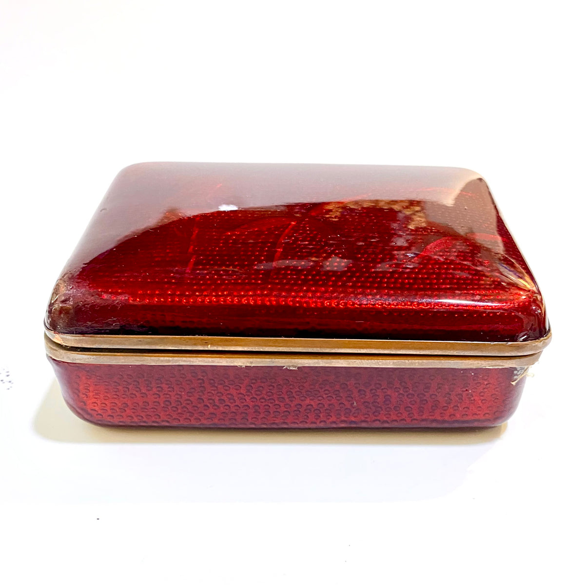Silver Plated Ginbari Red Pidgeon’s Blood Enamel Bird and Bamboo Leaf Inaba Box