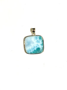 Sterling Silver Larimar Large Square Pendant