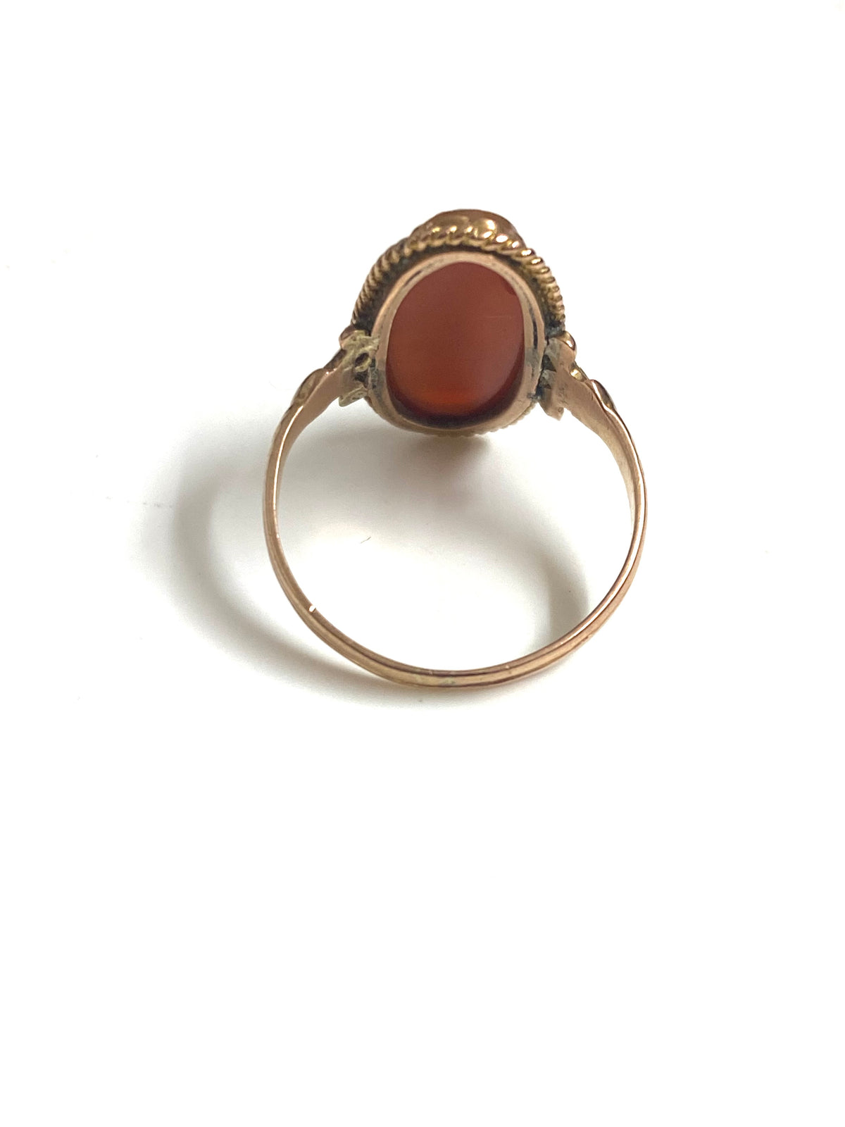 Antique 9ct rose Gold Italian Cameo Cherub Ring