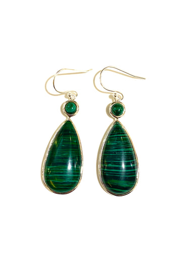 Malachite Sterling Silver Drop Earrings