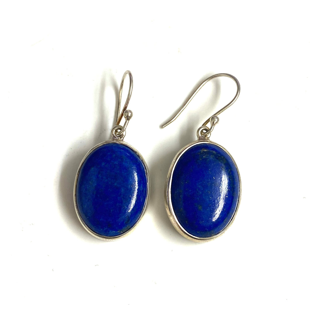 Sterling Silver Oval Lapis Lazuli Earrings