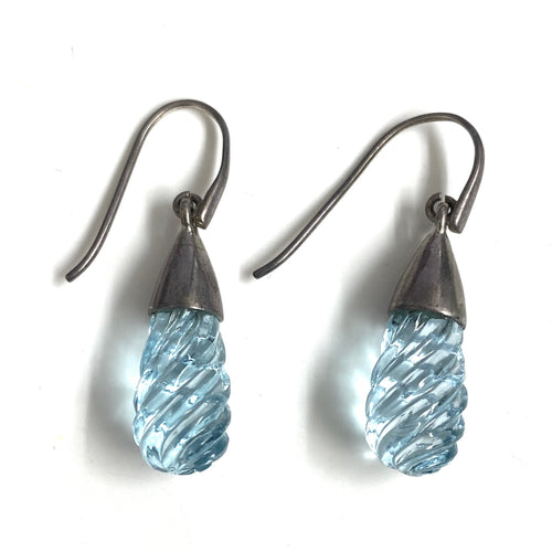 Sterling Silver Swirl Design Topaz Earrings