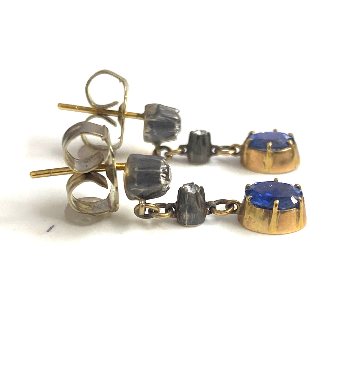 Antique Ceylonese Sapphire and Diamond Earrings