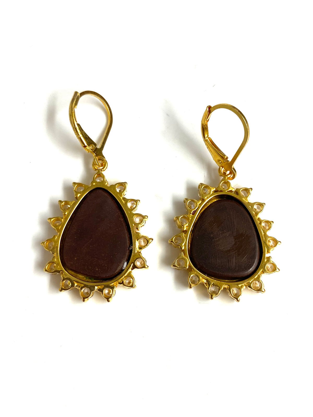 Australian Opal and White Sapphire Earrings