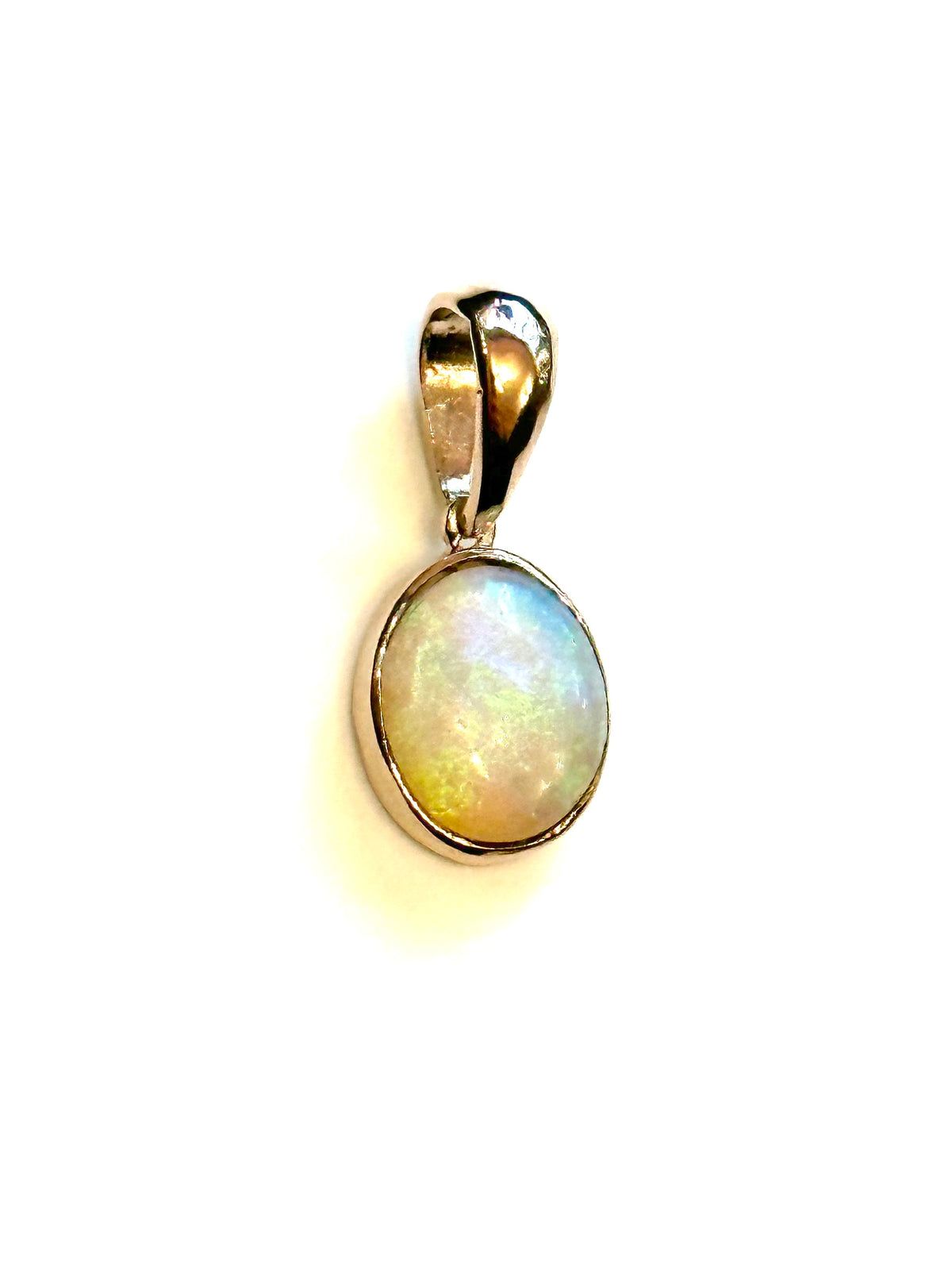 9ct Gold Small Circular Semi Black Australian Opal Pendant