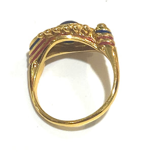 Enamel, Gemstone and Sterling Silver Brass Evil Eye Ring