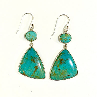 Sterling Silver Kite Shaped Turquoise Drop Earrings