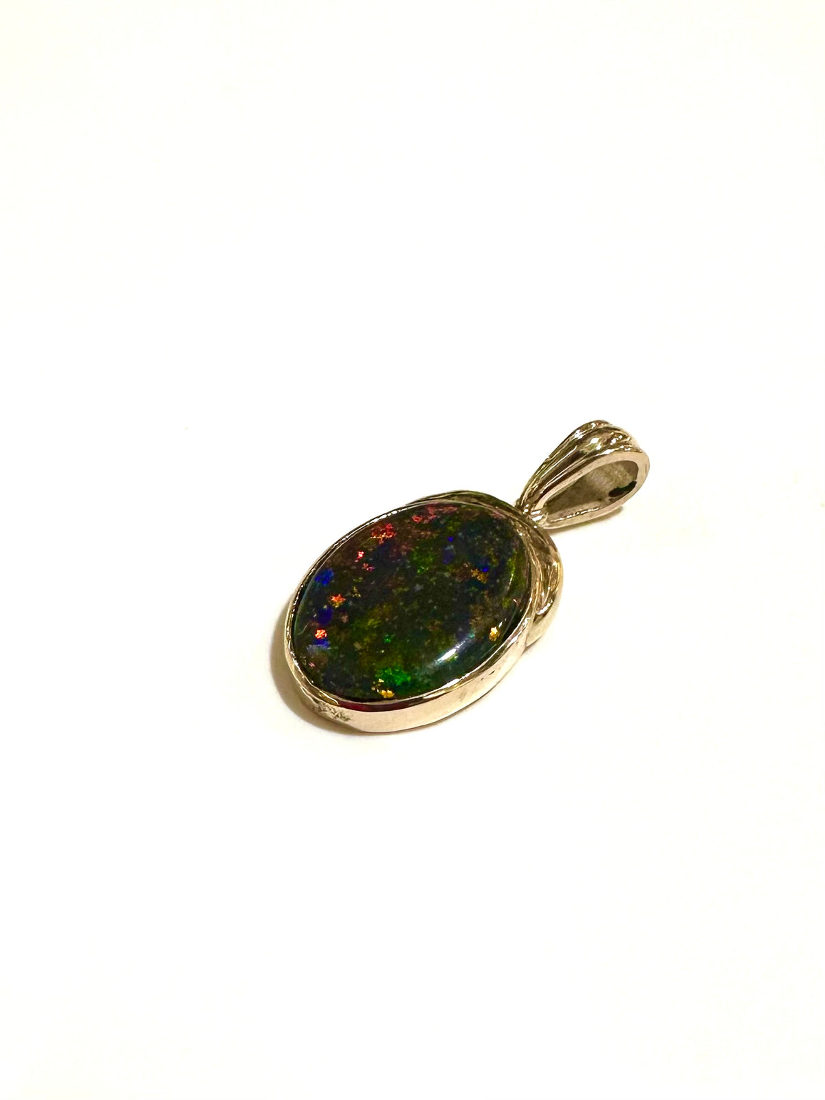 Small 9ct Yellow Gold Black Opal Pendant