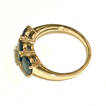 9ct Yellow Gold Teal Sapphire Trilogy Ring