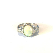 9ct Gold Solid Opal and Diamond Ring