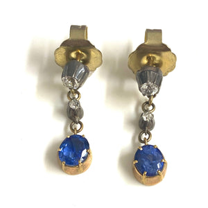 Antique Ceylonese Sapphire and Diamond Earrings