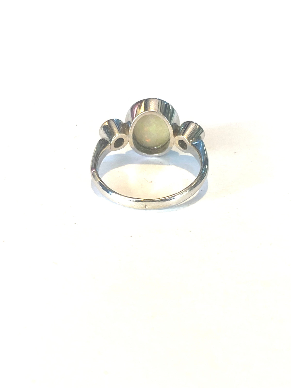 9ct Gold Solid Opal and Diamond Ring