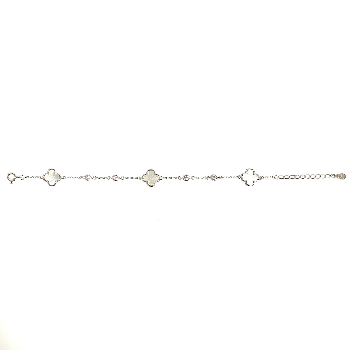 Sterling Silver Mother of Pearl and CZ Bracelet
