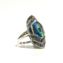 Sterling Silver Marcasite and Paua Shell Ring
