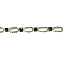 Sterling Silver Square Onyx and Marcasite Bracelet