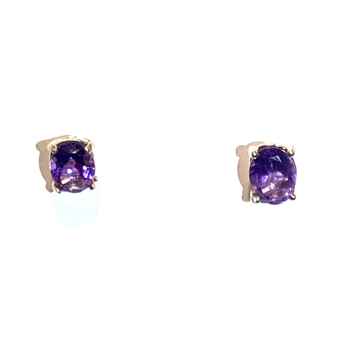 Sterling Silver Amethyst Stud Earrings