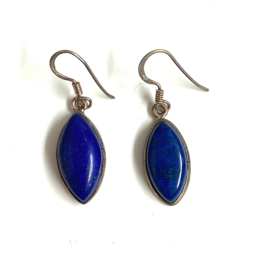 Sterling Silver Pointed Lapis Lazuli Earrings