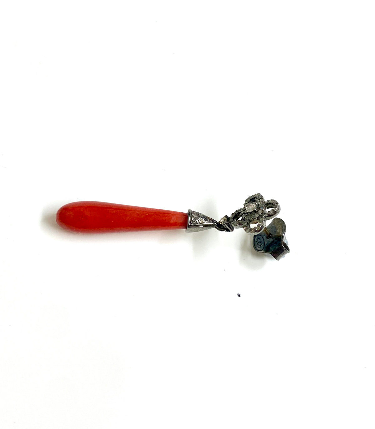 Rhodium Plated Diamond Momo Coral Drop Earrings