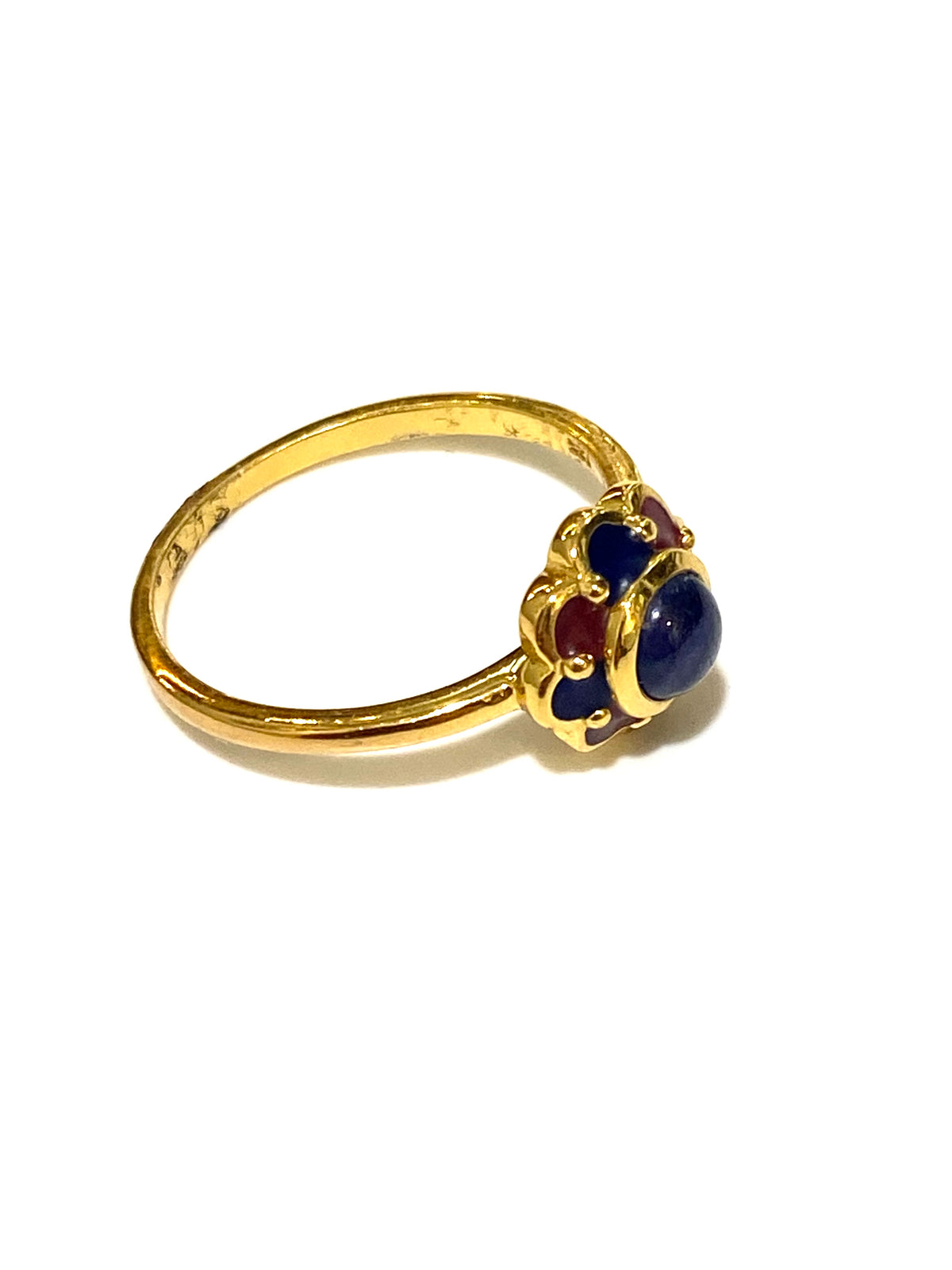 Gemstone and Enamel Flower Ring