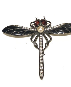 Sterling Silver Rhodium Plated Dragonfly Brooch