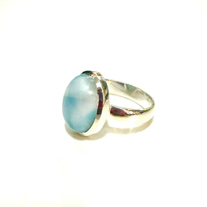 Sterling Silver Larimar Oval Cabochon Ring