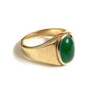 9ct Gold Jade Ring with Wide Band