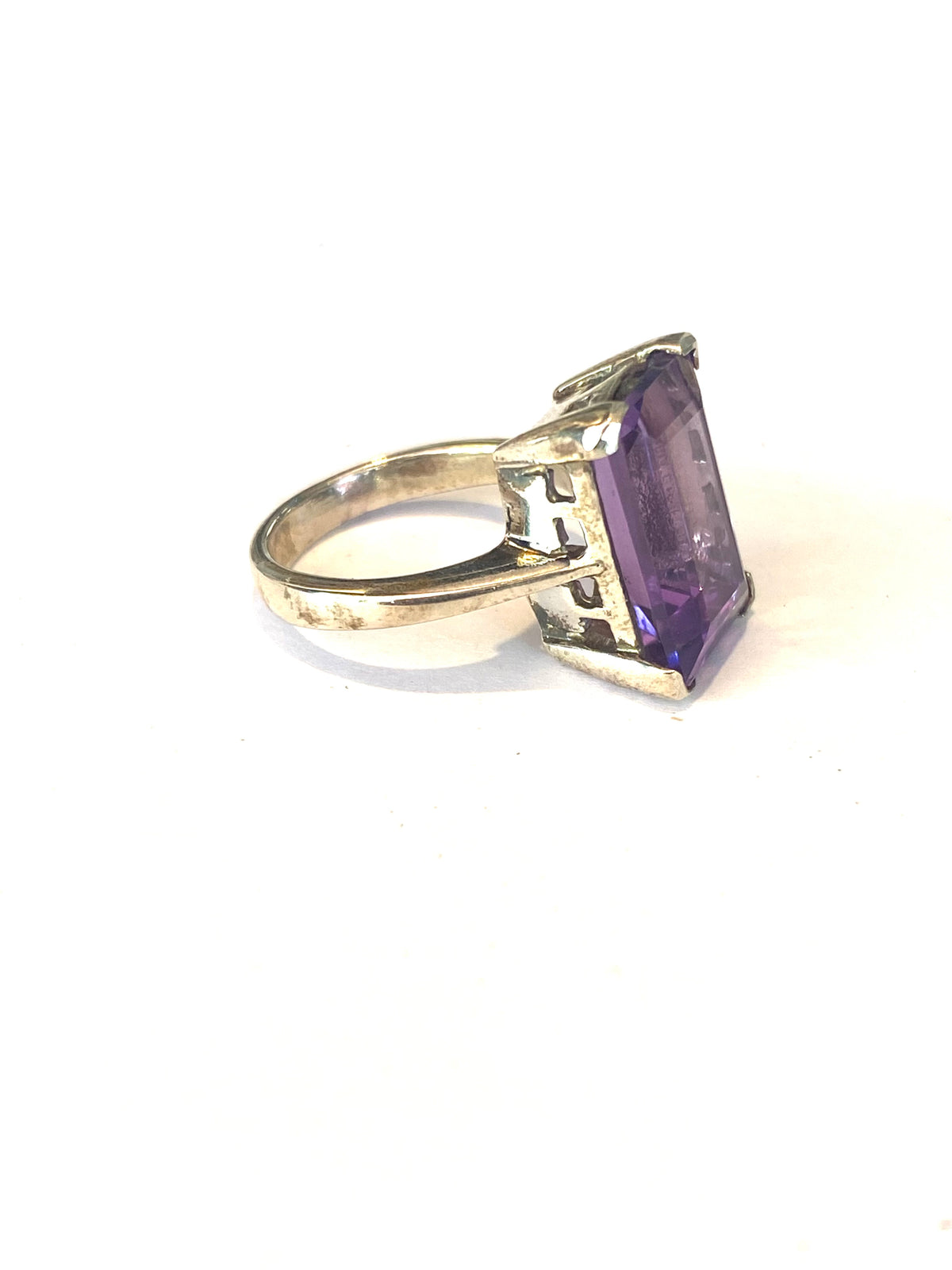 Sterling Silver Amethyst Rectangular Ring
