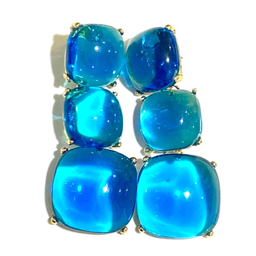 Three Tiered Blue Costume Drop Earrings