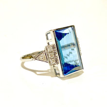 9ct White Gold 10ct Blue Topaz and Diamond Ring