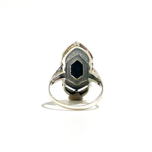 Sterling Silver Marcasite and Black Onyx Hexagonal Ring