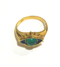 Sterling Silver Brass Gemstone and Enamel Evil Eye Ring