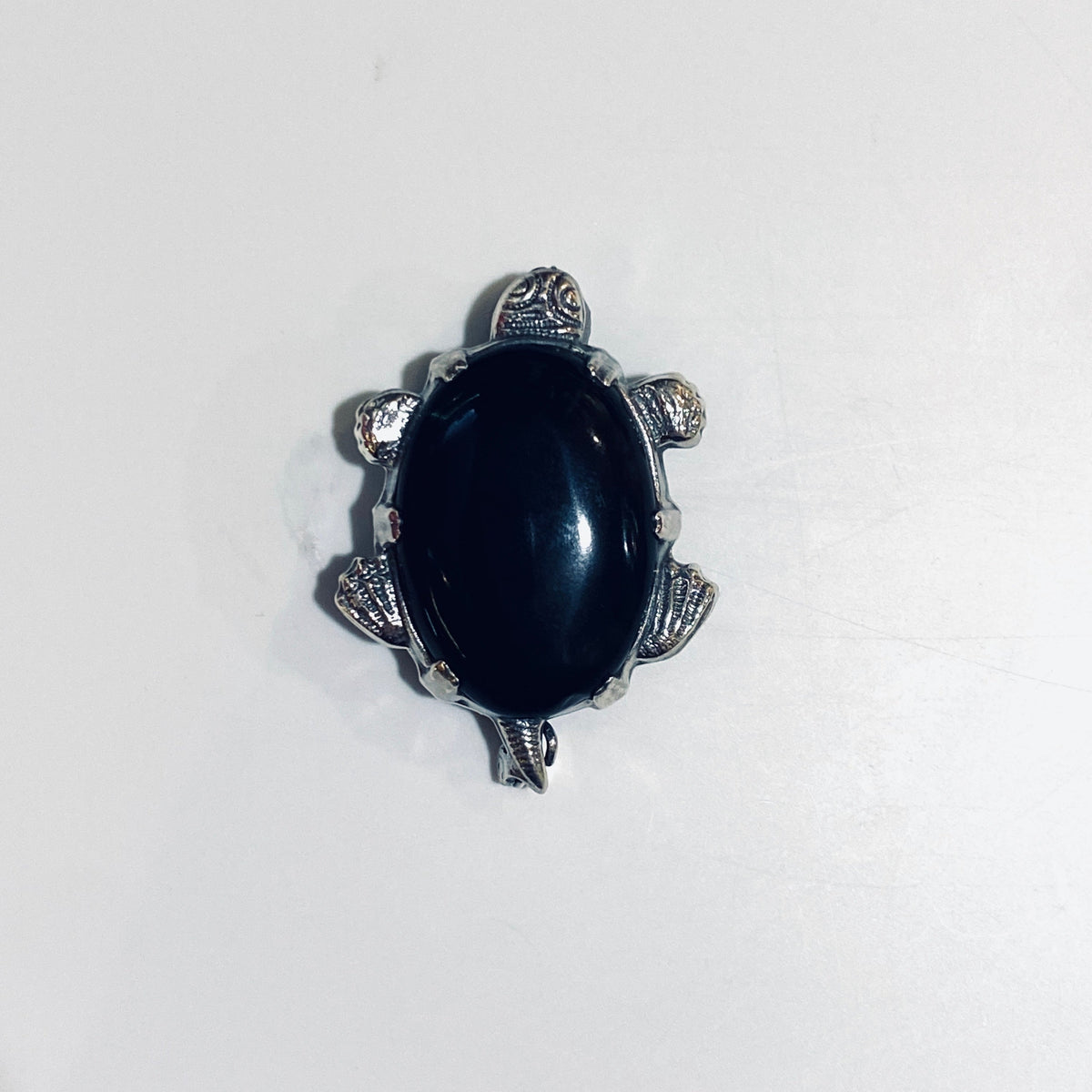 Sterling Silver Onyx Turtle Brooch