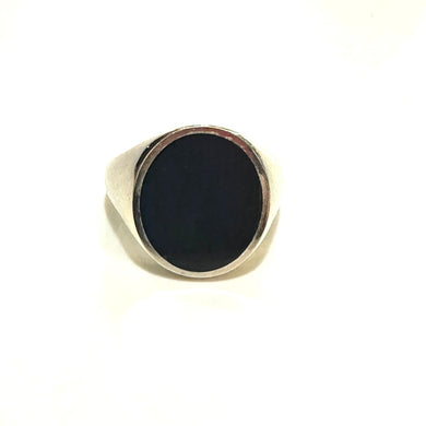 Sterling Silver Black Onyx Men's Signet Ring