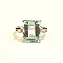 9ct White Gold Aquamarine and Baguette Diamond Ring