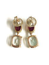 9ct Gold Garnet and Aquamarine Earrings