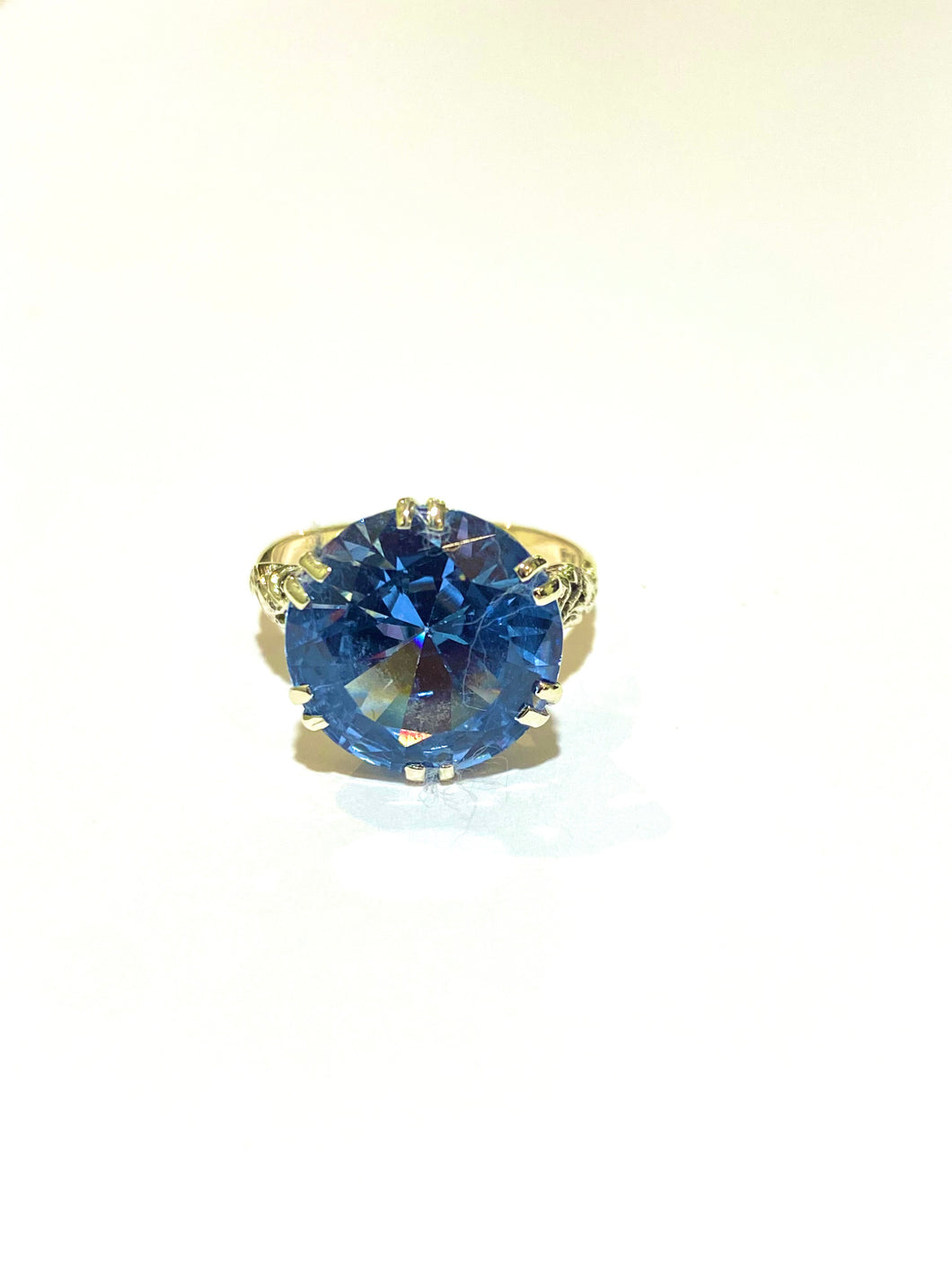 9ct White and Yellow Gold 10.17ct Created Blue Spinel Cocktail Ring