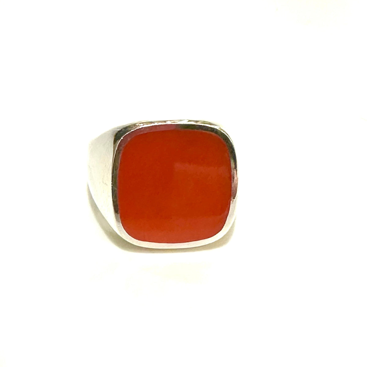 Sterling Silver Carnelian Men's Signet Ring