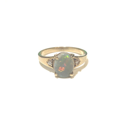 9ct Gold Diamond and Opal Ring
