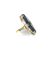 9ct Gold Rounded Onyx and Diamond Ring