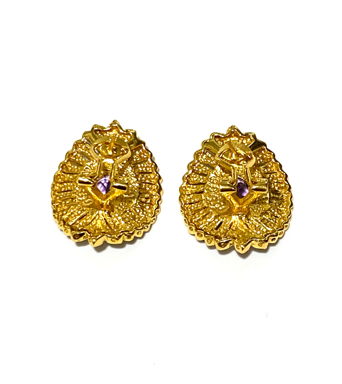 Gemstone and Blue and Red Enamel Earrings