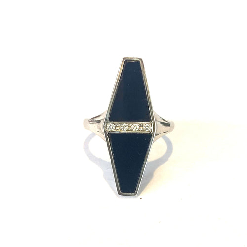 9ct Gold Diamond and Black Onyx Ring