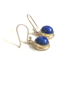 Round Lapis Lazuli and Sterling Silver Earrings