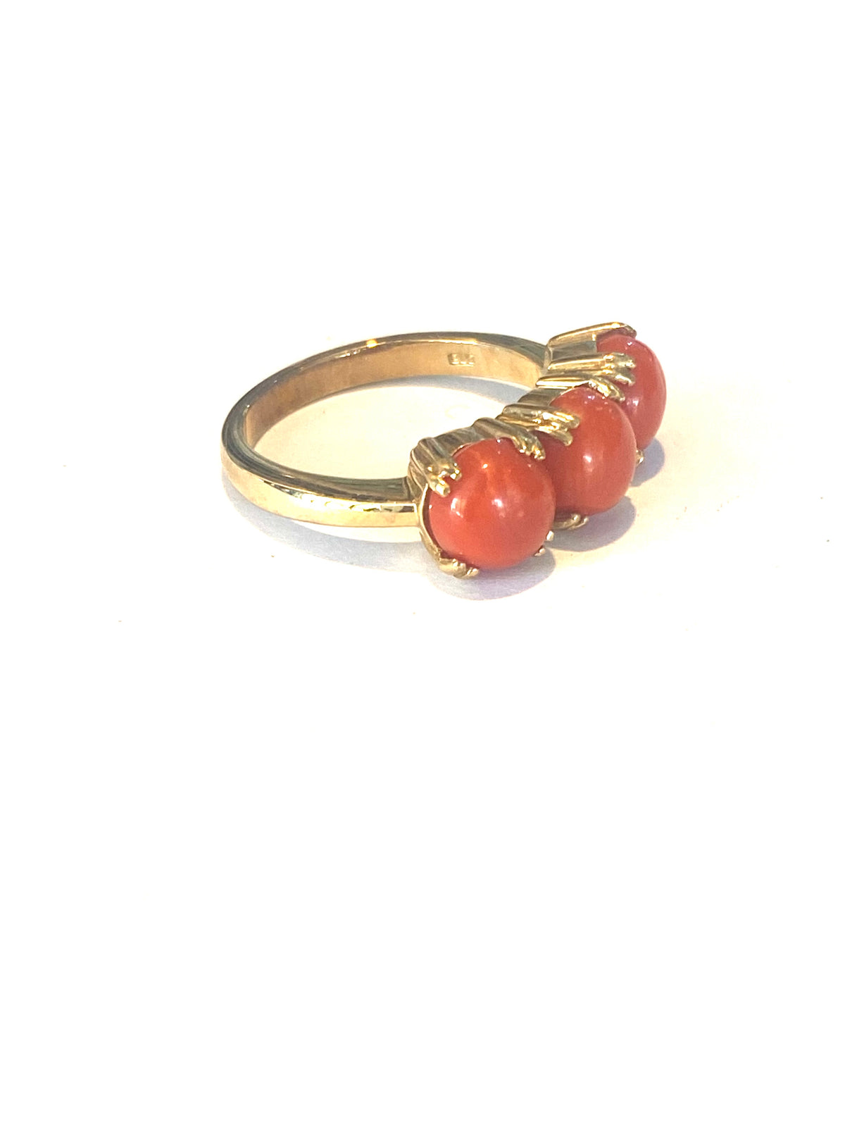 9ct Gold Coral Bridge Ring