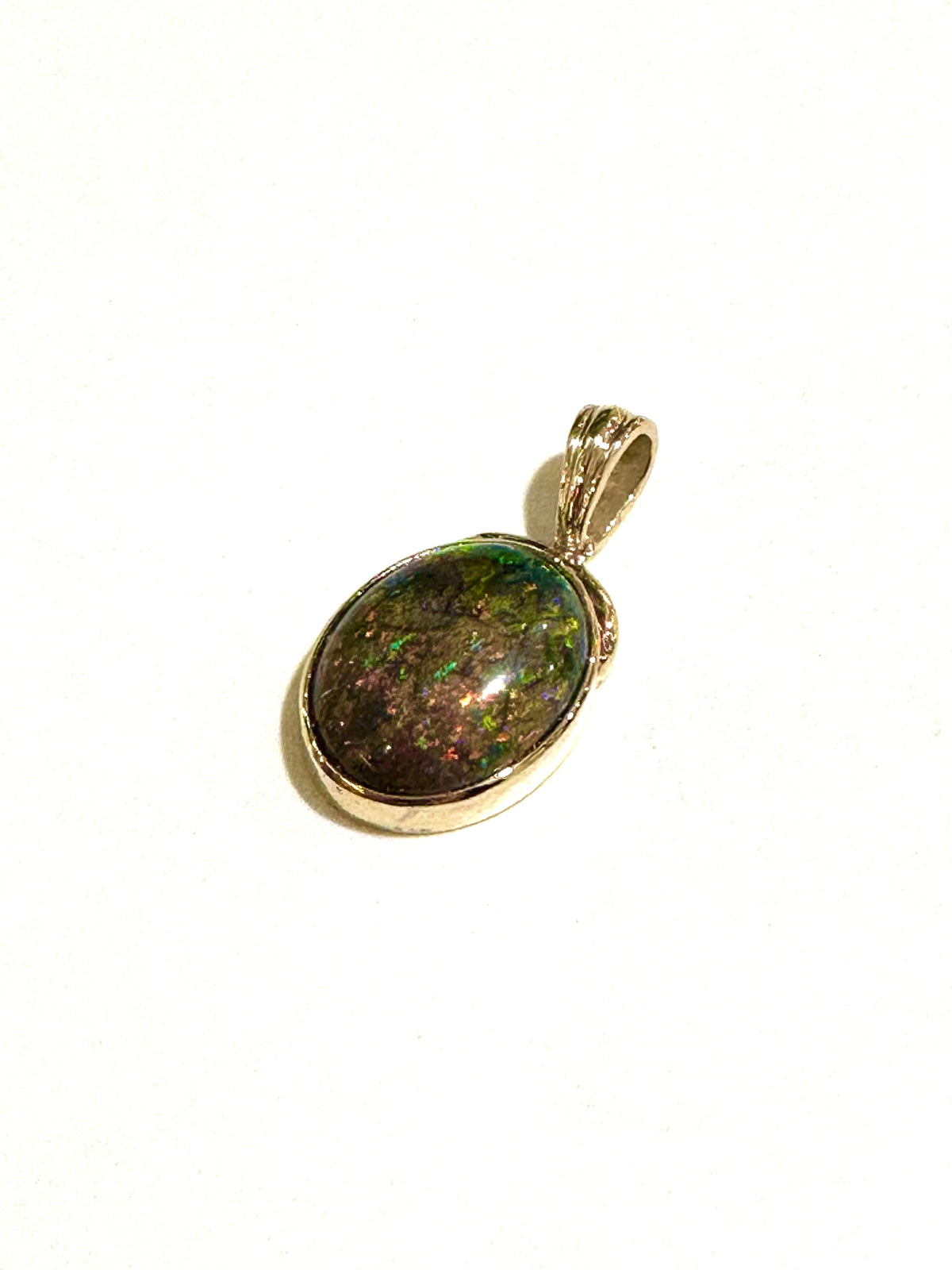 9ct Yellow Gold Black Opal Pendant