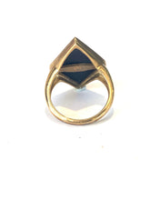 9ct Yellow Gold Diamond Shaped Onyx and Diamond Ring