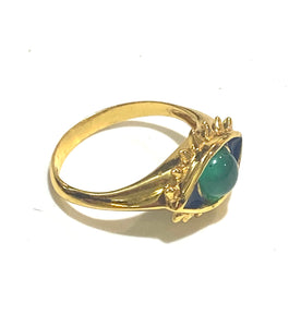 Sterling Silver Brass Gemstone and Enamel Evil Eye Ring