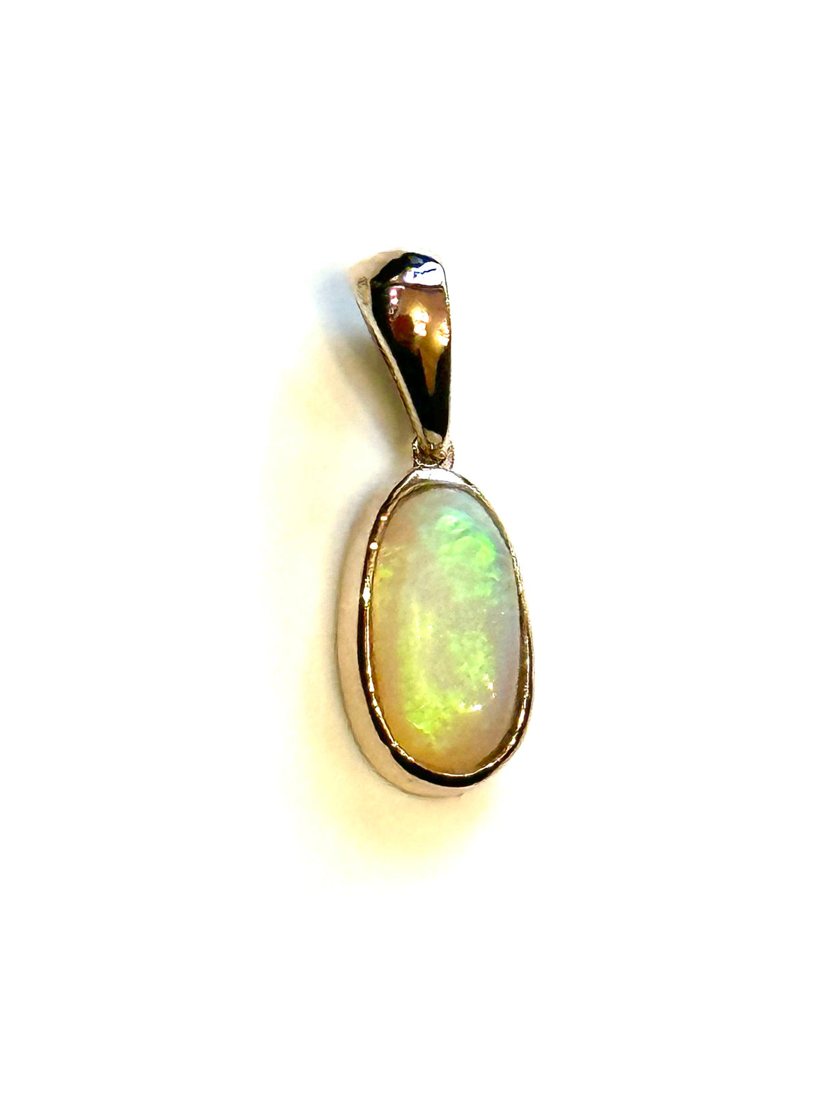 9ct Gold Small Oval Semi Black Australian Opal Pendant