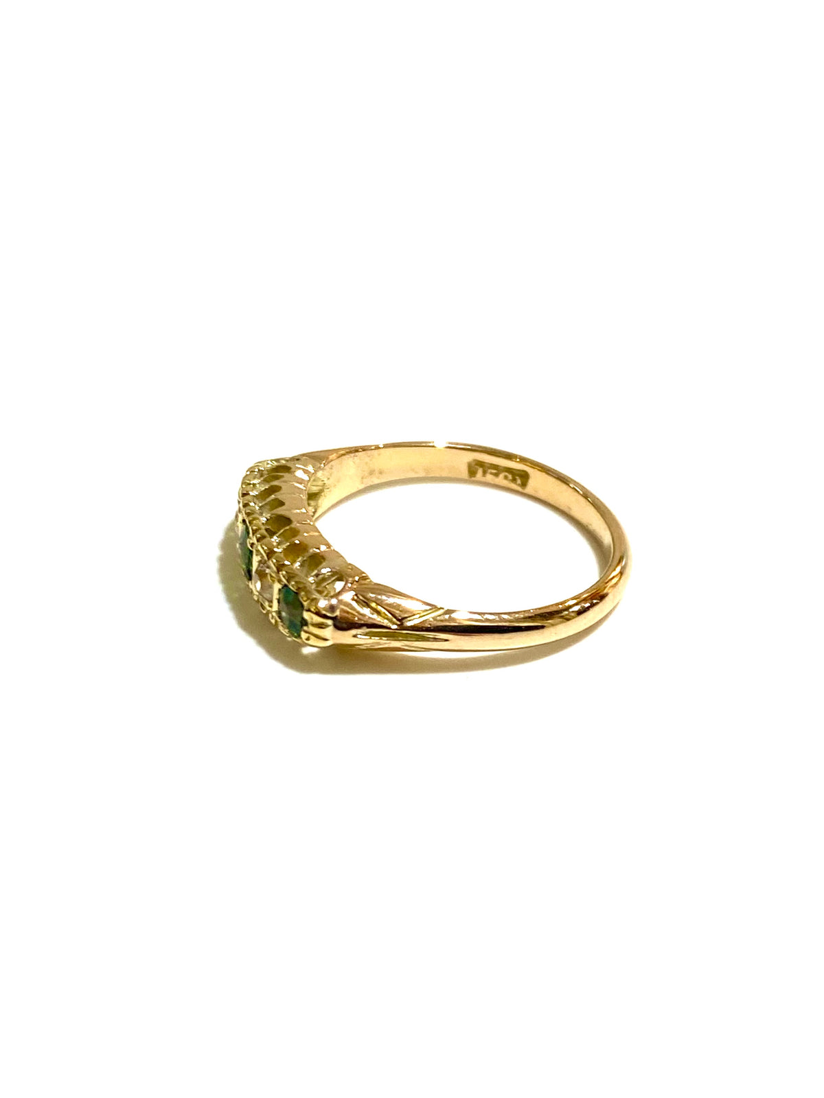 15ct Gold Diamond & Tsavorite Garnet Bridge Ring