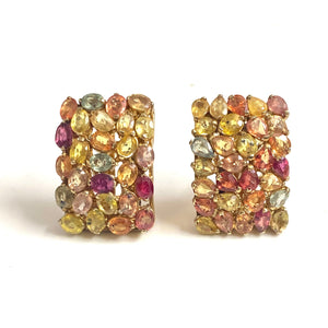 Sterling Silver Gold Plate Multi Coloured Sapphire Earrings